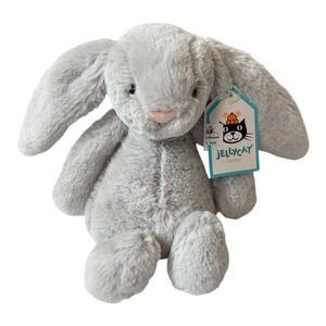 Jellycat Small Bashful Bunny Silver Gray Plush Stuffed Animal Toy NWT 7"